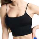 IFNOW Tank Tops for Women Adjustable Spaghetti Strap Padded Longline Sports Bra Scoop Neck Workout Crop Top (XL)