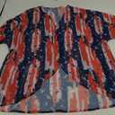 Women's Floral Print Puff Sleeve Kimono Cardigan Loose Cover Up Casual Blouse Tops M