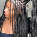 Full Lace Box Braid Wig with Baby Hair Pre Plucked Knotless Square Part Braided Wig for Black Women Full Double Lace Frontal Synthetic Handmade Braids Natural Hairstyle(1b, 32")