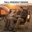 Huskfirm High Back Double Camping Chair 2 Person Camping Chair Low Seat Loveseat Camping Chair Fully Padded Oversized Camping Couch for Adults - Supports 650 LBS with Cup Holders Carry Bag - Brown