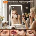 Antok Vanity Mirror with Lights, 14"X18" Lighted Makeup Mirror, Smart Touch, 3 Color Modes and Brightness Adjustable, LED Vanity Mirror with Detachable 10X Magnification, 360 Rotation for Makeup Desk