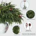 20-Piece Set 24" Artificial Norfolk Pine Branches - Christmas Decorations - Faux Christmas Greenary - Faux Norfolk Pine Stems for DIY Crafts Garland Wreath Home Decor- Free LED String Lights