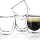 Sweese Espresso Cups Set of 4, Double Walled Glass Coffee Cups 4 Ounce, Insulated Espresso Shot Glass Cups for Espresso Accessories, Clear Glass Espresso Cups Suit for Espresso Machine