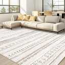 kakania 9x12 Washable Area Rug: Non Slip Soft Thin Carpet, Boho Geometric Modern Decor, Easy Clean Indoor Floor Large Rugs for Living Room Bedroom Kids Dorm Office Dining - Brown