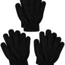 Glooarm 3 Pairs Kids Gloves Winter Thick Magic Knit Stretchy Warm (Black)