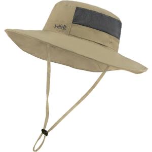 BASSDASH UPF 50+ Sun Fishing Hat Water Resistant with Detachable Neck Flap (One Size, Dark Khaki - Big Head Size)