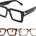 JM 3 Pack Oprah Style Reading Glasses for Women Men with Spring Hinge, Fashion Oversized Square Blue Light Blocking Readers +4.0