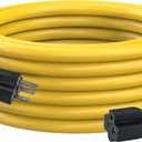 EP 15 Ft 10 Gauge Outdoor Extension Cord with T-Blade Plug, Heavy Duty NEMA 5-20 P/R Power Cord, 20A 250V 10/3 SJTW Cable for Lawn, Garden, Appliance, Yellow