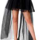 Spooktacular Creations Women's Black Bustle Skirts Long Tulle Tutu Skirt Elastic Overskirt for Halloween Cosplay Party