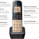 Panasonic Compact Cordless Phone with DECT 6.0, 1.6" Amber LCD and Illuminated HS Keypad, Call Block, Caller ID, Multiple Display Languages - 2 Handset - KX-TGB812S (Black/Silver)