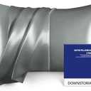 Satin Pillowcase for Hair and Skin Similar to Silk Pillow Cases 2 Pack,Smooth and Cooling, Grey Pillow Cover with Envelope Closure Set of 2, Gifts for Women Men(20x26 Inches, Light Gray)