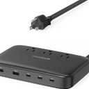 PD 130W Charging Station for Multiple Devices, TESSAN 8-in-1 USB C Charger Block Compatible with iPhone 17/16/15, MacBook, Tablet, Charging Dock with 3 USB-C, 2 USB-A & 3 AC, Home Office Accessories