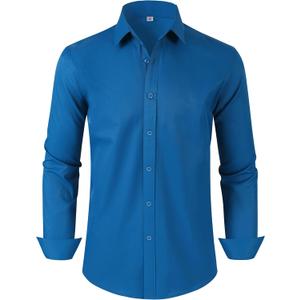 Men's Dress Shirts Regular Fit Solid Long Sleeve Formal Shirt Business Casual Button Down Shirts, 4X-Large Tall, 00097_dark Teal