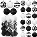 Lenwen 24 Pcs Christmas Tree Balls Ornaments Black and White Christmas Ornaments Buffalo Plaid Christmas Tree Decorations for Xmas Party Tree Decor