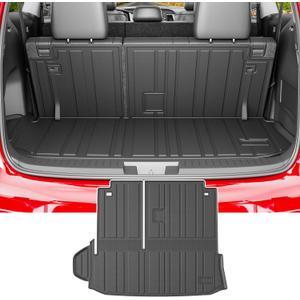 powoq Cargo Mat Compatible with 2020-2025 Toyota Highlander Backrest Mat TPE Cargo Liners Replacement for Toyota Highlander Accessories (Fit 2020-2025 Highlander,Rear Cargo Mat with Backrest Mat)