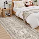 Vintage Hallway Runner Rug 3x8: Large Soft Washable Entryway for Kitchen Laundry Room Non-Slip Backing Runner for Entrance Living Room Bedroom Bathroom - Beige