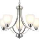 5 Light Contemporary Chandeliers Brushed Nickel Modern Light Fixtures Ceiling Hanging Industrial Pendant Lighting for Foyer Bedroom Dining Room Bathroom