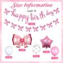 Bow Birthday Party Decorations,Bow Balloons Pink Coquette Party Decorations Includes Lage Bow Ballons,Happy Birthday Banner,Bow Banner,Star Balloon and White Balloon Bouquet