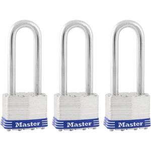 Master Lock Silver Outdoor Keyed-Alike Padlocks with Keys, Extra Long Shackle Lock for Gate, Fence, Shed, or Other Equipment, 3 Pack, 1TRILJ