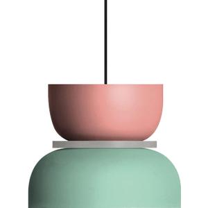 DJAMEL Modern Pendant Light Macaron Colorful Iron Chandelier Nordic Round Aluminum Shade Hanging Pendant Light for Kitchen Island Dining Room Children's Room Bedroom (Pink+Green, B-Medium)