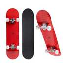 Skateboard for Beginners, Standard Complete Skateboard 31 Inch Double Kick Concave Deck with 7 Layer Maple Wood, Smooth Wheels & Bearings (Red)