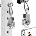 Height Adjustable Cable Pulley System for Power Rack, 304 Stainless Steel Hand-Tightened Pulley with Silent Bearings, Fits 2x2 & 3x3 Racks (1/2 & 1 Holes)