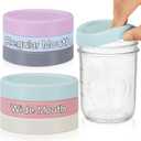 Teenyyou 6 Pcs Mason Jars 3 Wide and 3 Regular Mouth Lids Mason Jar Lids Thickened Leak Proof Lid for 86 mm and 70 mm Wide and Regular Mouth, Reusable Canning Jar Caps (Morandi)
