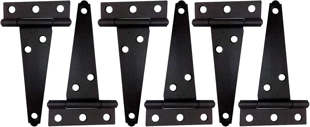 QCAA Steel Light T Hinge, 3" x2-5/16 x1.4mm, Elegant 2-Layered Frosted Matte Black, Powder Coated, 6 Pack