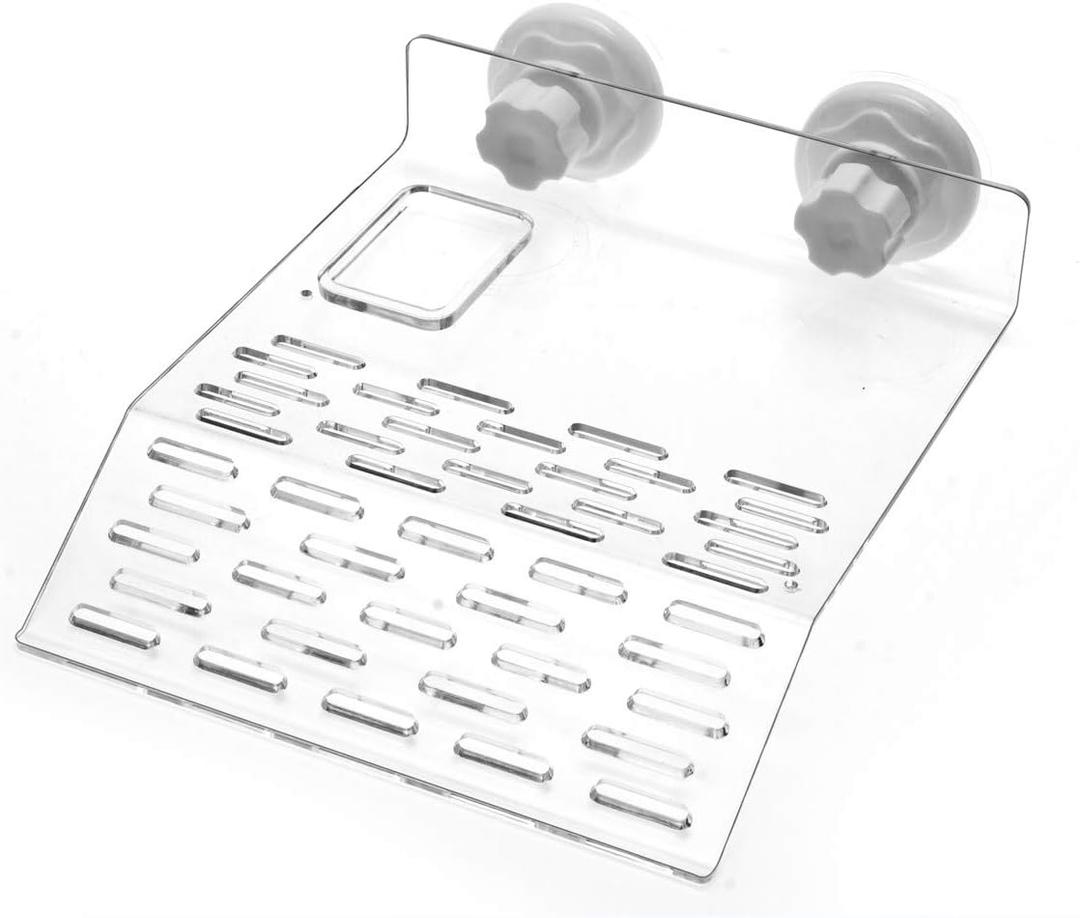 Large Size Acrylic Turtle Basking Platform, Fish Tank Aquarium Platform, Tortoise Resting Terrace with 3PCS Suction Cups (Clear)