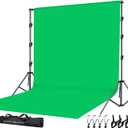 SLOW DOLPHIN Photo Video Studio 10 x12ft 100% Cotton Muslin Chromakey Green Screen Backdrop with 10 x 10ft Stand Photography Background Support System Kit Clamp, Carry Bag