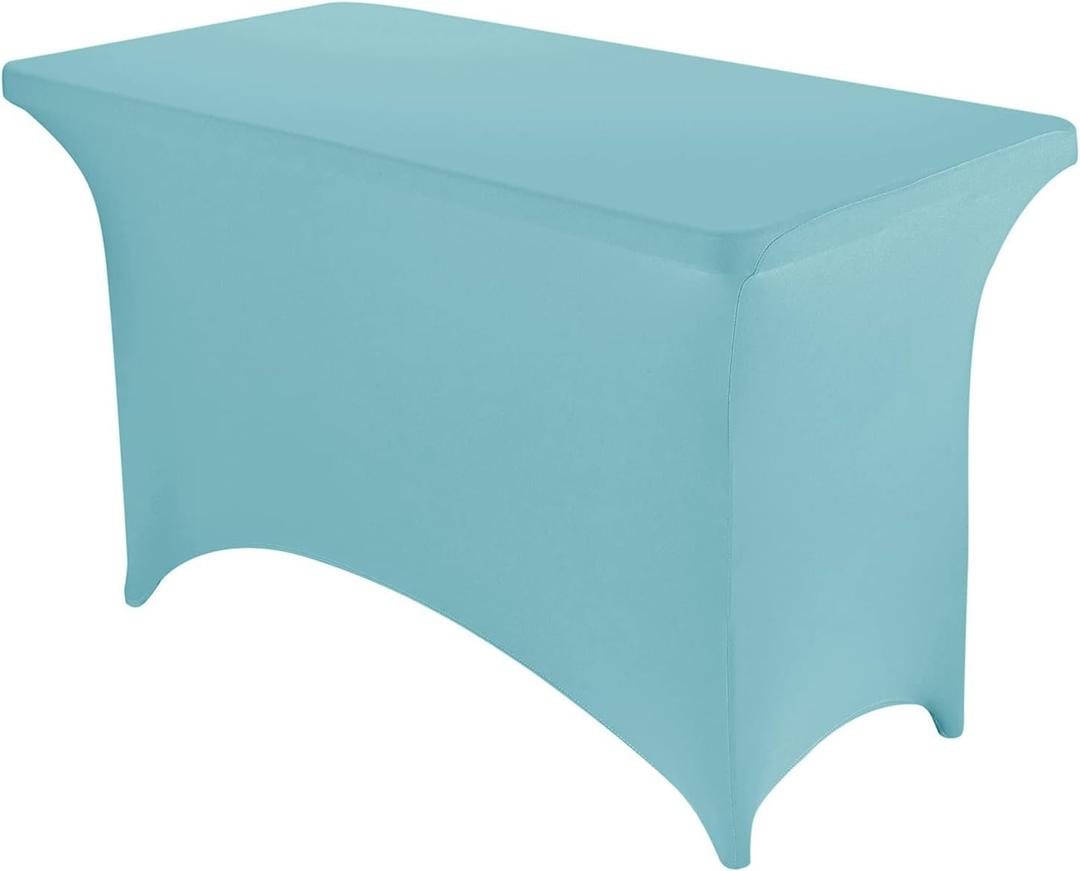 Peomeise 4FT Spandex Table Cover Rectangular Stretch Spandex Tablecloth (Aqua,4FT)