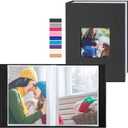 Ywlake Photo Album 4x6 100 Pockets 2 Packs, Small Mini Capacity Linen Photo Album Bulk Sets, Each Pack Holds 100 Top Loader Vertical Only Picture for Kids Boy Girls Black