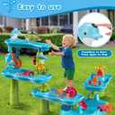 Dolphin Water Table Pump Toy for Kids - Battery Powered, 3-Hour Non-Stop Play - Summer Water Fountain Play Table with Dolphin Design (Blue)