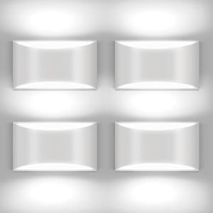 Aiilsmp 4 Pack White LED Wall Sconce Hardwired Indoor Wall Lights Up and Down Wall Mount Light for Living Room Bedroom Corridor Hallway Conservatory Cool White 6000K(with G9 Bulbs)