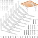 8 Pcs Heavy Duty Floating Metal Shelf Brackets, L Shaped Wall Mount Shelves Support Angle Brackets (3.7 x 6 inch White)