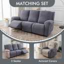 100% Waterproof Recliner Sofa Slipcovers, 3 Pieces Stretch Reclining Couch Covers for 3 Cushion Couch Sofa Pet Friendly Washable Furniture Covers for Dogs, Pets, Kids (Dark Gray, 3 Seater)