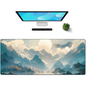 Galdas Gaming Mouse Pad XXL XL Large Long Extended Big Mousepad Non-Slip Rubber Keyboard Mouse Pad with Stitched Edges for Laptop Home Office (31.5x11.8x0.08 Inch) -Clouds