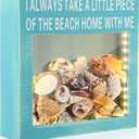Juexica Seashell Holder with Light Display Box Room Decor Ocean Themed Gifts for Christmas Display Case Sea Shells Beach Coastal Decor Acrylic Wall Hanging (Blue,Beach)