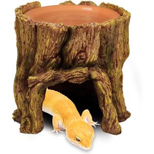 NANEEZOO Reptile Hide Cave 2 in 1 Reptile Humid Cave with Terracotta Water Basin Moisture Keeping and Shedding Help for Reptile Amphibians Leopard Gecko