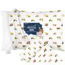KeaBabies Toddler Pillowcase 13"x18" - Organic Cotton Toddler Pillowcase for Kids, Boys, Girls,Soft & Durable Cotton Cover for Miniature Sleepy Pillows,Cute Colors,Pillow Sold Separately(Construction) (1pk, Standard 13x18)