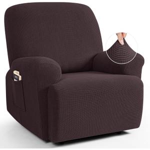 TAOCOCO Oversized Recliner Chair Covers, 1 Seater Streach Recliner Covers Soft Couch Protector Furniture Protector Covers with Elastic Chair Cover Jacquard Pattern (Chocolate)