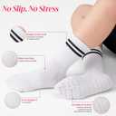 COOLMATE Pilates Socks with Grips for Women, Yoga Socks, Crew Non Slip Women for Barre, Pilates Gifts for Women (White)
