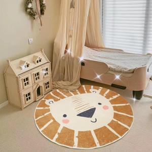 ABREEZE Kids Play Rug 4ft, Lion Round Area Rug Kids Nursery Door Mat Soft Plush Non-Slip Childrens Carpet for Bedroom Living Room Playroom,Brown ABREEZE Kids Play Rug 4ft, Lion Round Area Rug Kids Nursery Door Mat Soft Plush Non-Slip Childrens Carpet for Bedroom Living Room Playroom,Brown