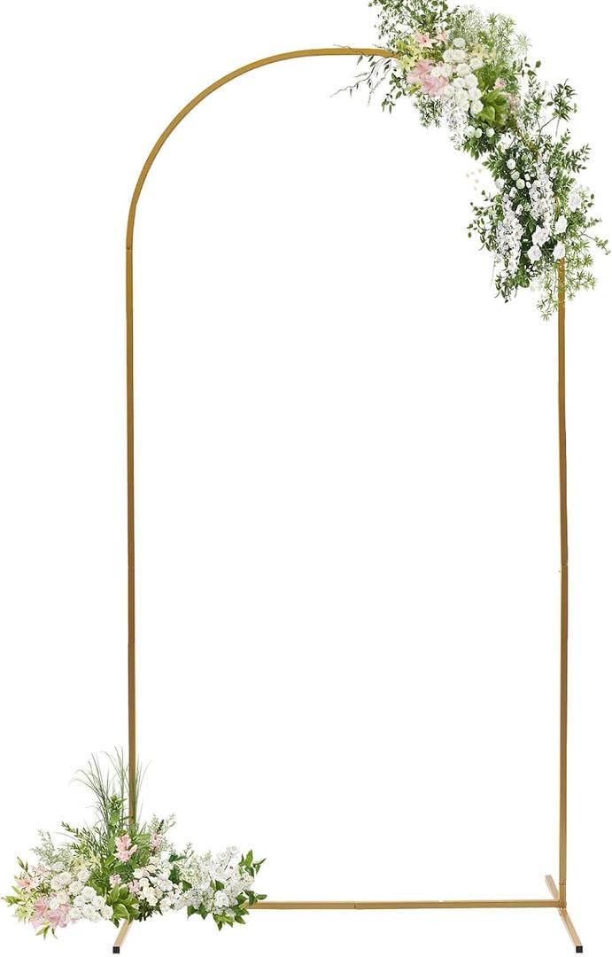 Arch Backdrop Stand - 7.2 FT Upgraded Metal Arch Backdrop Stand - Easy to Set up Gold Wedding Arch Frames- for Weddings, Birthday Parties, Baby Showers, Family Gatherings (1-PCS)
