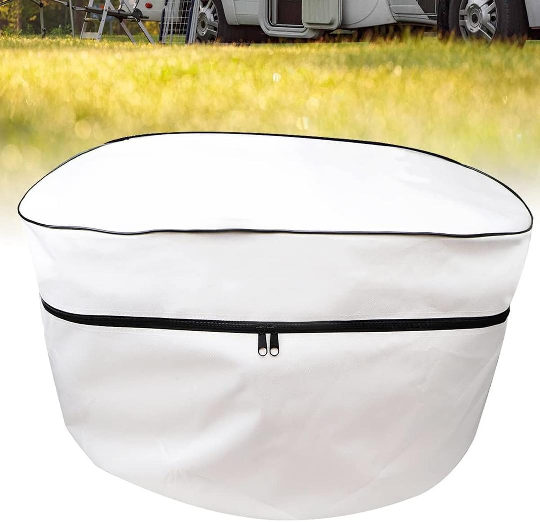 RV Propane Tank Cover, Camper Propane Tank Cover Double 20lb, for Travel Trailer (White)