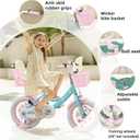 Bixike Girls Bike with Basket for Toddlers and Kids, 12 Inch with Training Wheels & Doll Seat,  with Kickstand & Rear Rack, Princess Style Bicycle for Gift.
