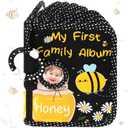 My First Photo Album for Baby Soft Toddlers Family Photo Book with Safe Mirror Holds 17 4 x 6 Photos Family Album Picture Book Gift for Newborn Toddler Kids Baby Shower(Bee)