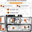 Pair Headlights Assembly Set For 1994 1995 1996 1997 1998 Chevy C10 Silverado Pickup For 1994-1999 Suburban/Tahoe C/K1500/2500/3500 Truck Replacement Headlamps W/Corner and Bumper Light