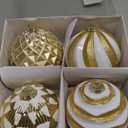 Alupssuc 6''/150mm Large Christmas Ball Ornaments, 4Pcs Christmas Tree Decor, Shatterproof Hanging Decorations with Hooks, Gold & White Baubles for Xmas Tree, Wedding, Holiday and Party Decor