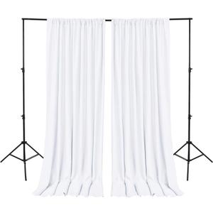Hiasan White Backdrop Curtains for Parties, Polyester Photography Backdrop Drapes for Family Gatherings, Wedding Decorations, 5ftx10ft, Set of 2 Panels